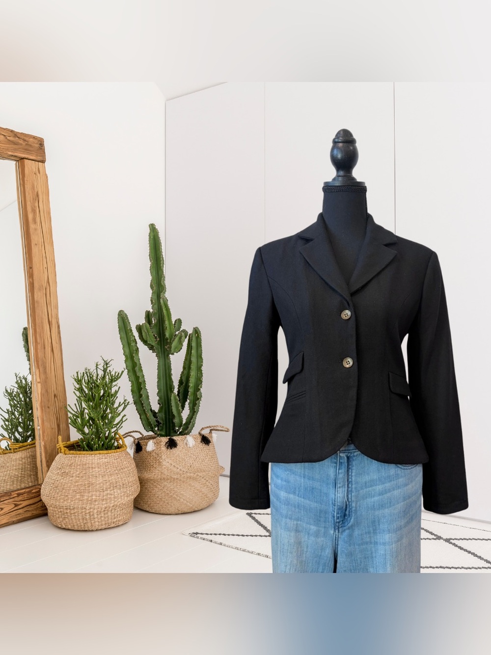 Sundance Wool Blend Velvet Elbow Patch Button Front Blazer Jacket